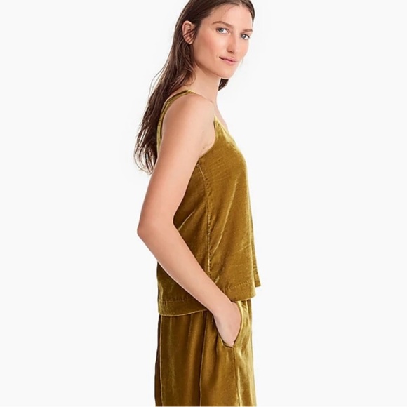 J. Crew Silk Blend Ultra Luxe Velvet Tank Top in Vintage Gold, Size Small - Picture 3 of 11